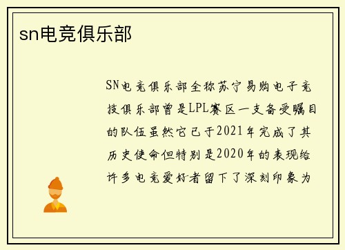 sn电竞俱乐部